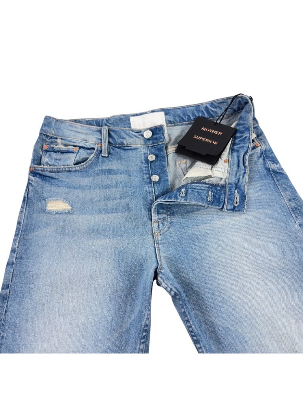 Mother Superior The Tomcat Cropped Straight Jeans Size 32 Distressed NWT